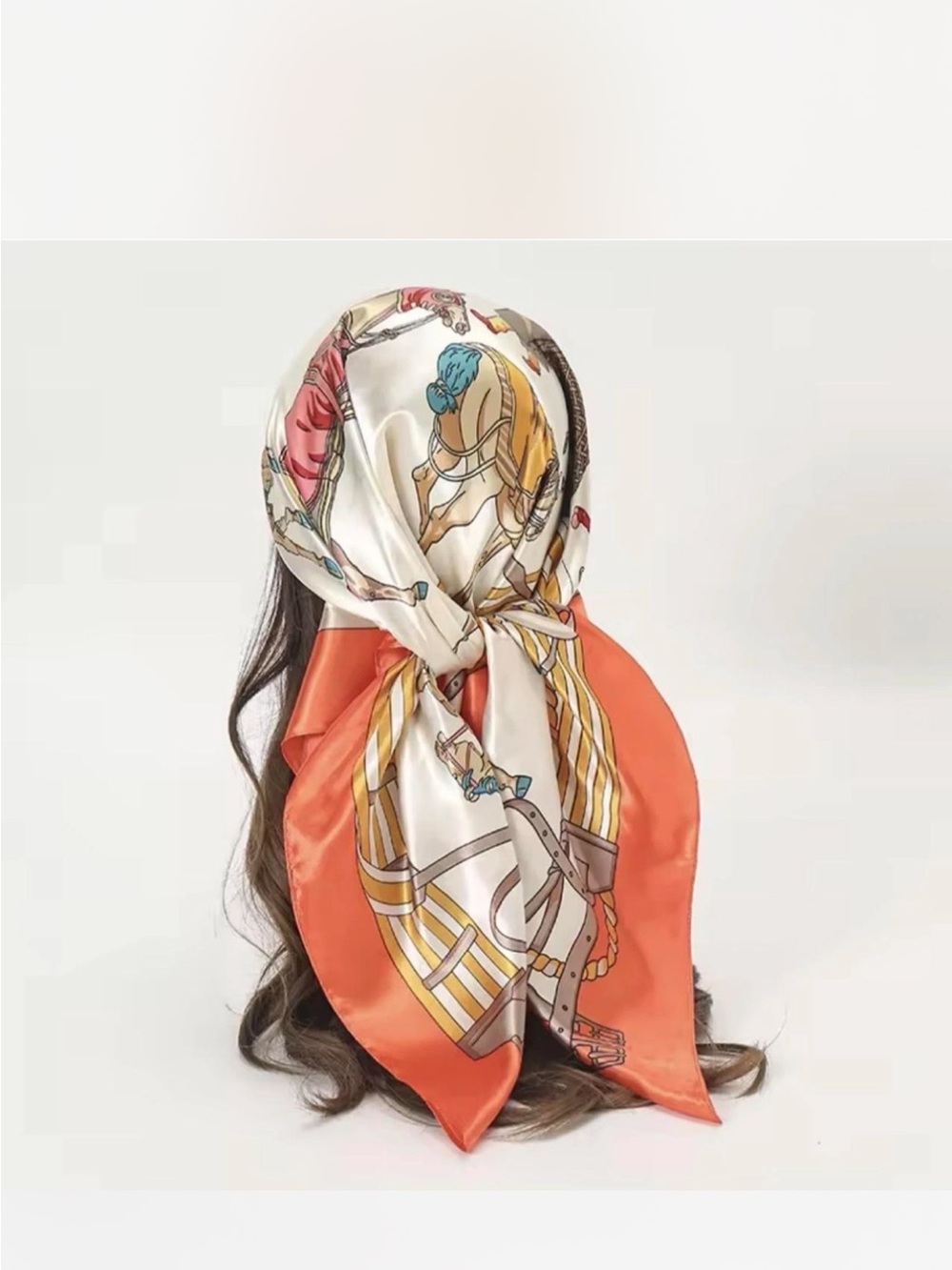 & Other Stories Orange & Ivory Printed Silk-Feel Headscarf